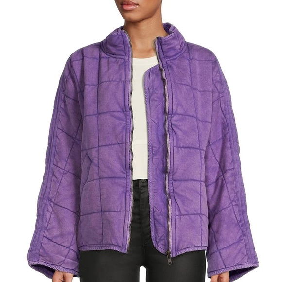 Free People | Dolman Quilted Knit Jacket in Moonberry | Large - Picture 11 of 16